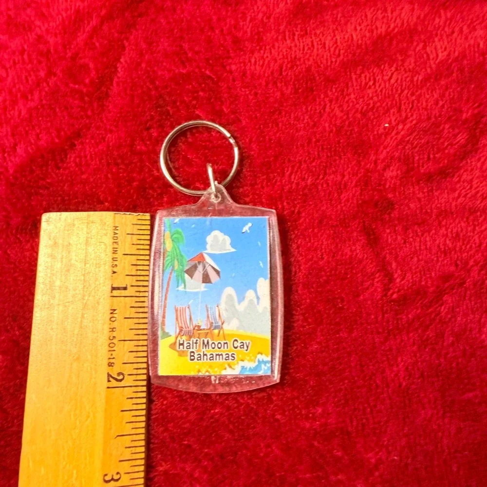 Half Moon Cay Bahamas Souvenir Keychain Beach Scene Acrylic Travel Memorabilia